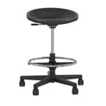 Black Swivel Tech Stool with Chrome Footrest Ring Q47661