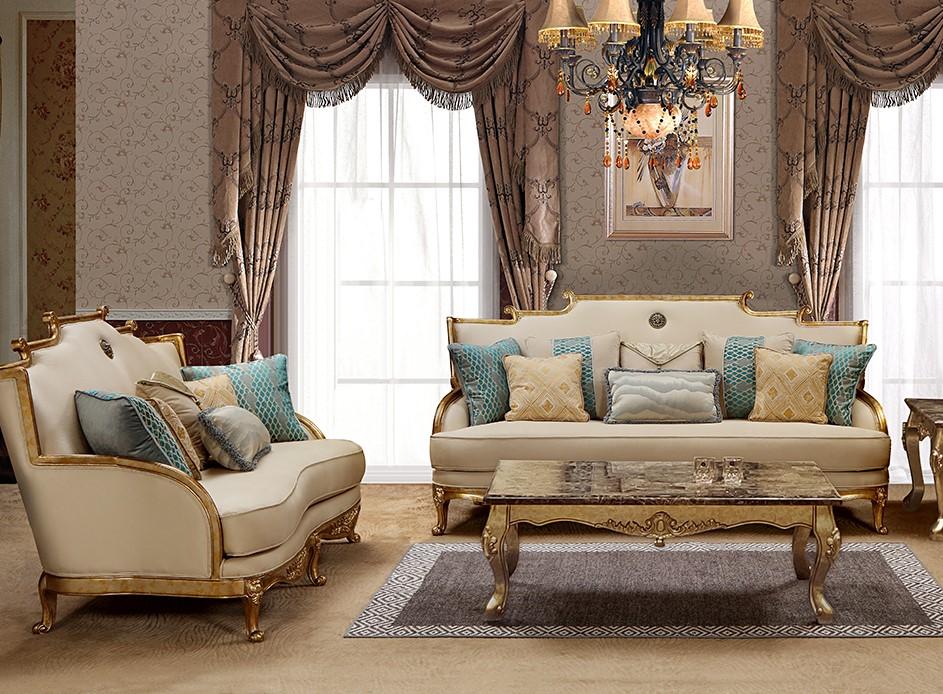 Gold & Light Beige 3Pcs Sofa Set H370