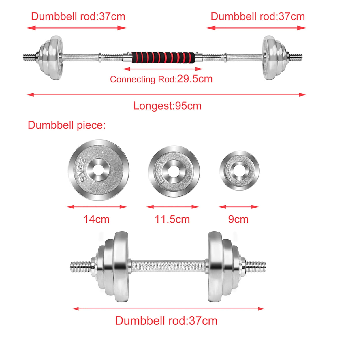 Adjustable Dumbbells 30KG/66LBS Convertible to Barbell Z196444