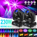 2 Pack 230W Beam Moving Head Light 8 Prisms 17 Gobos RGBW LED DJ Lighting 16CH DMX Control D183