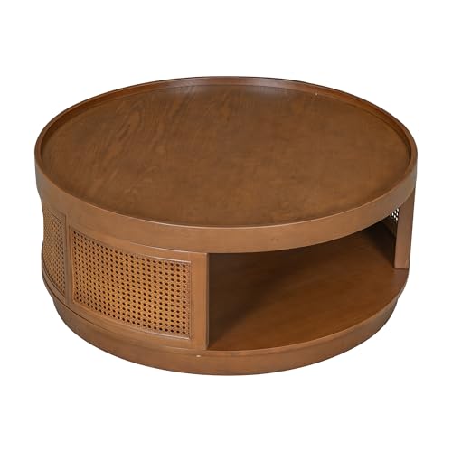 Brown Round PE Rattan Coffee Table L39553