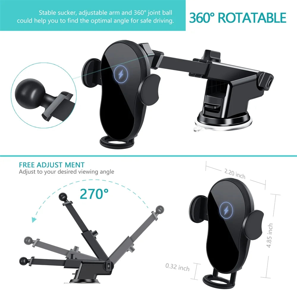 Wireless Car Charger Mount for iPhone 14/13/12/11/X/8 Series Q1723