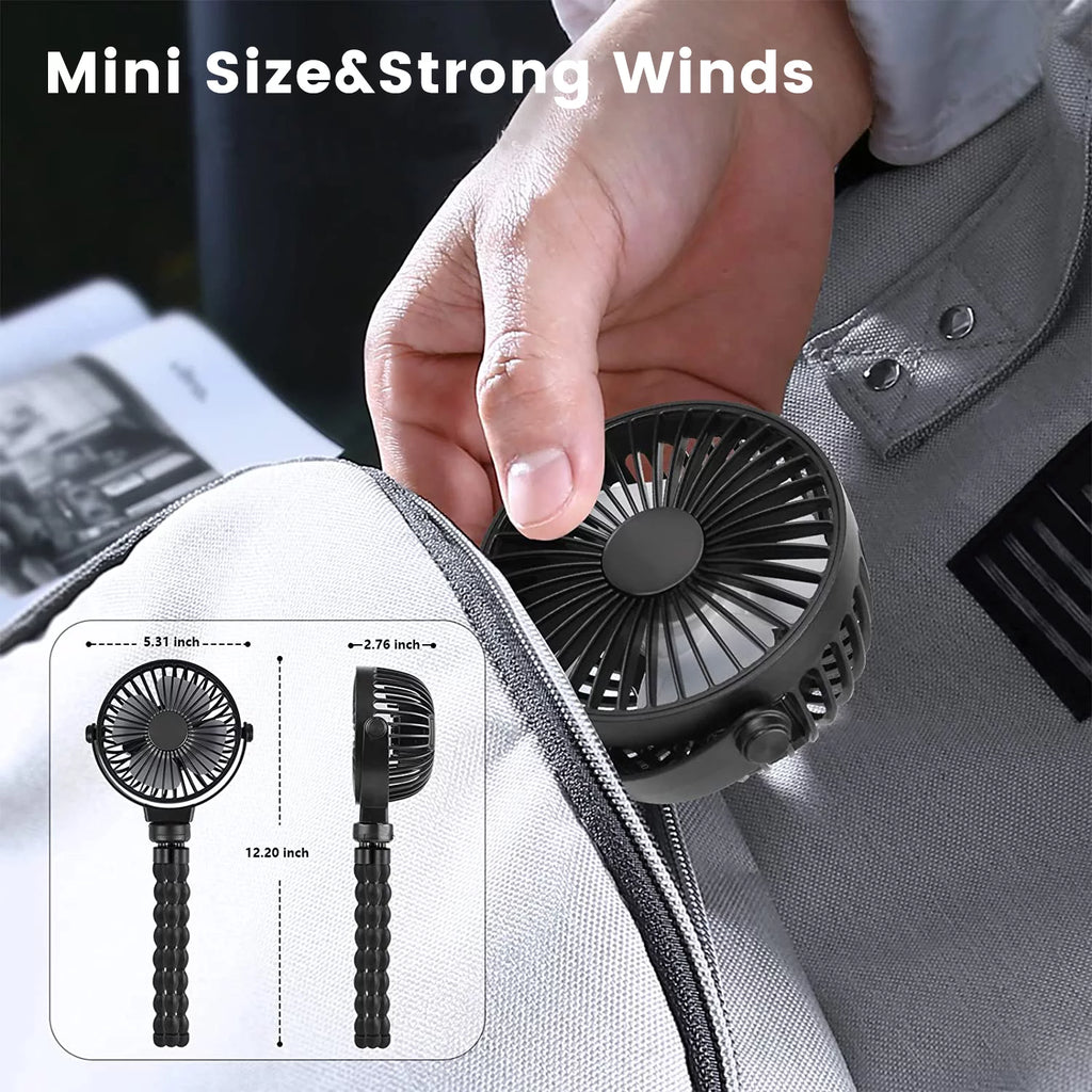Portable Battery Operated Clip on Fan with Flexible Tripod White M3622