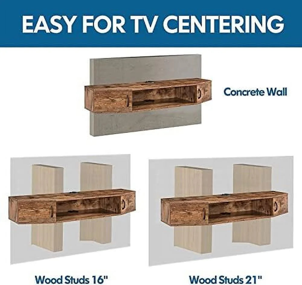 Black Floating Wall Mounted TV Stand with Door I185