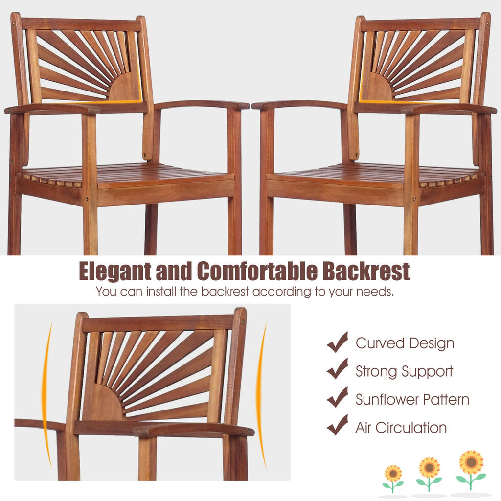 3PCS Acacia Wood Patio Bar Table & Stool Set N739568