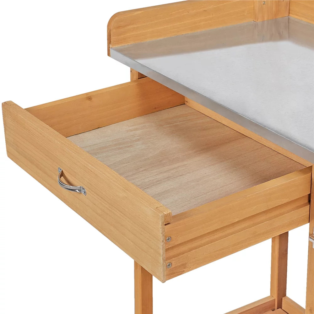Garden Potting Bench with Cabinet Drawer K28215