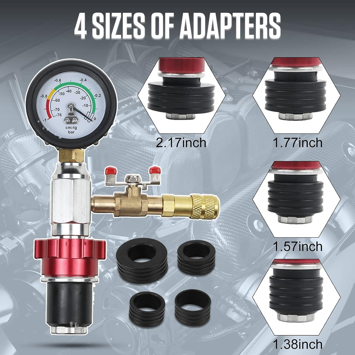 Coolant Vacuum Refill Tool Kit with 4 Sizes of Adapters N300