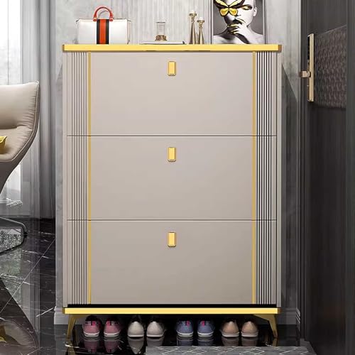 Slim 4 Layer Shoe Storage Cabinet with Flip Down Drawers W228