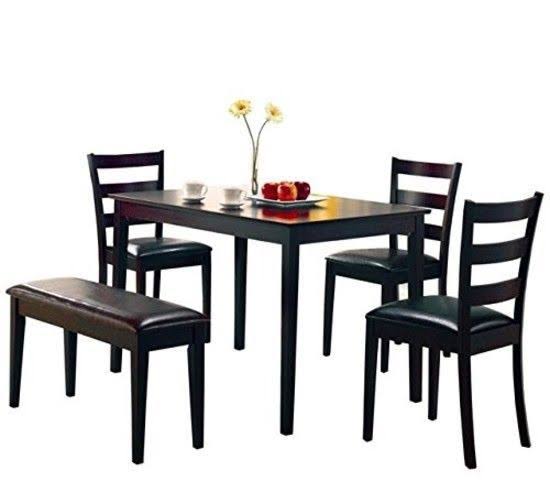 5-Piece Dining Set with Bench Cappuccino and Dark Brown N32655