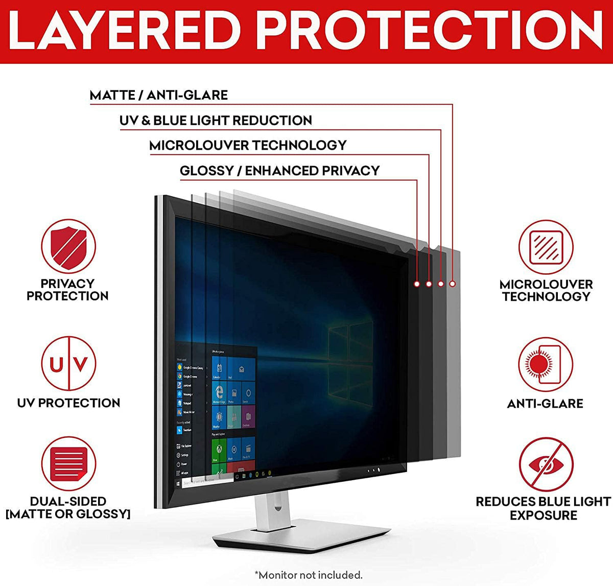 23 Inch Anti-Glare Privacy Screen Filter for 16:9 Widescreen Monitor, Pack of 2 U534