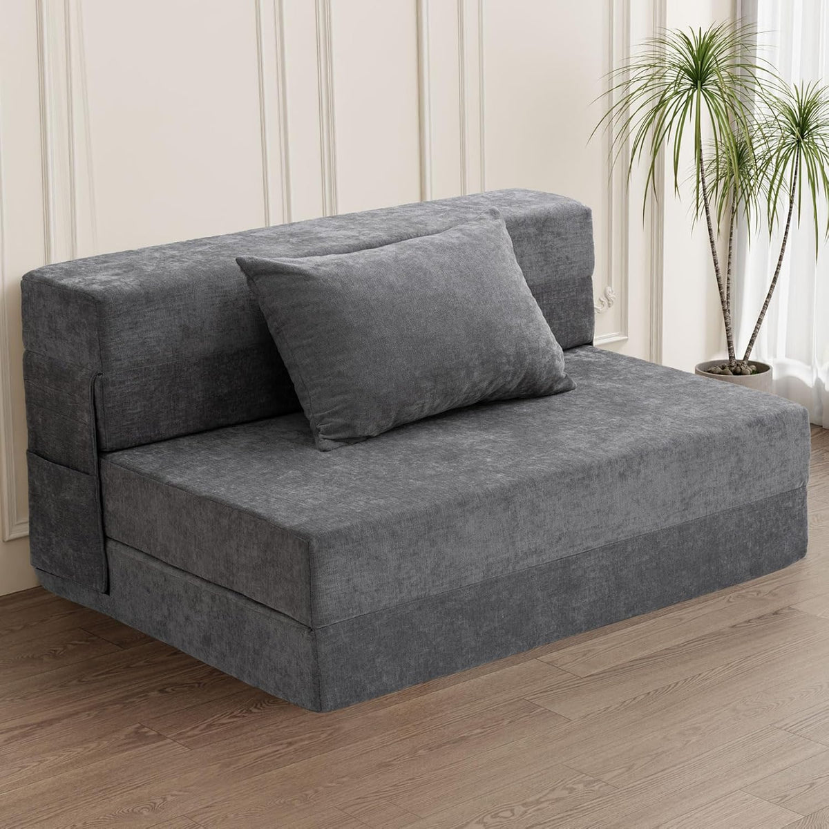 Gray Folding Sofa Bed with Pillow X438