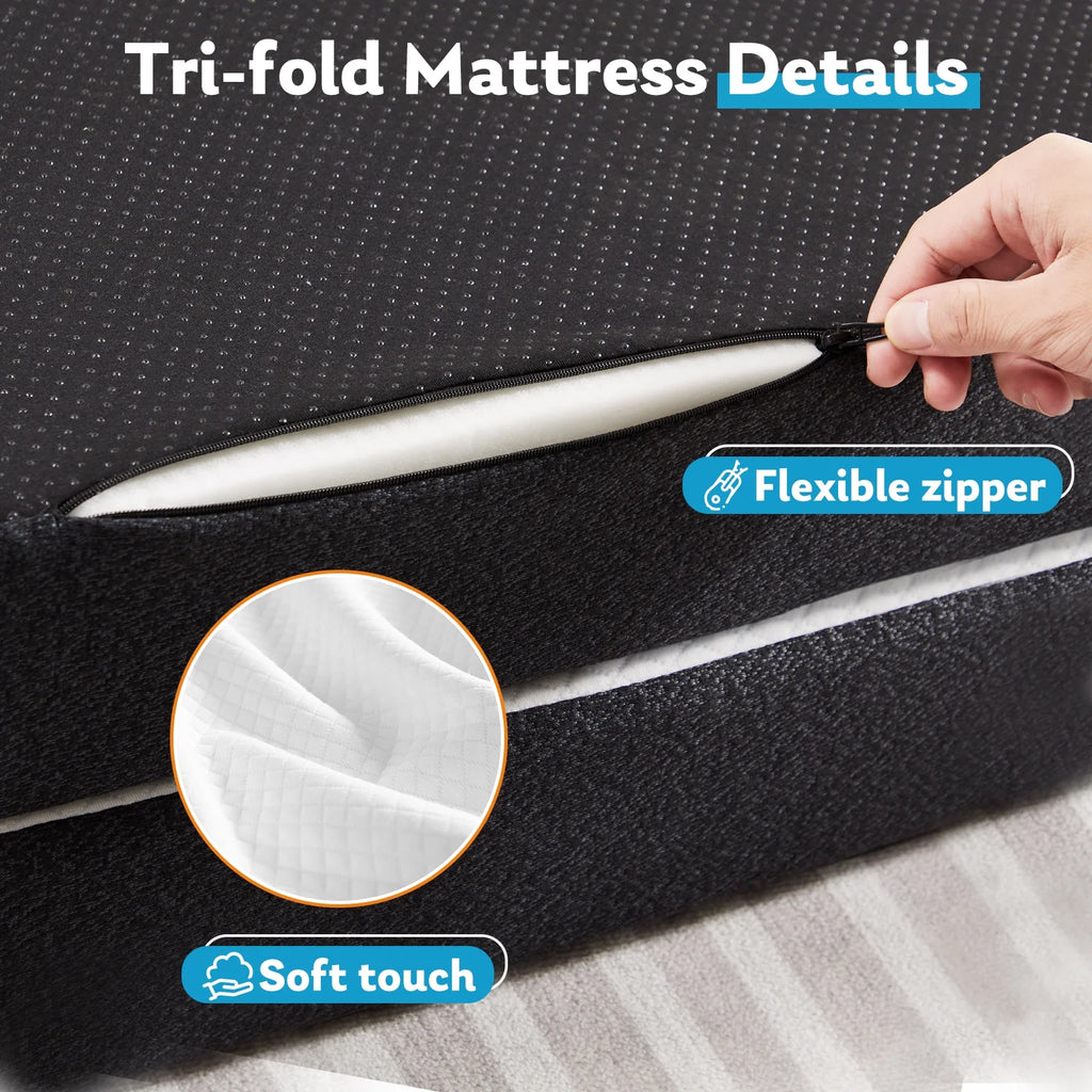 Queen Size 4 inch Tri-fold Memory Foam Mattress S29316