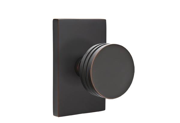 Oil Rubbed Bronze Modern Rectangular Rose Passage Knob S63103