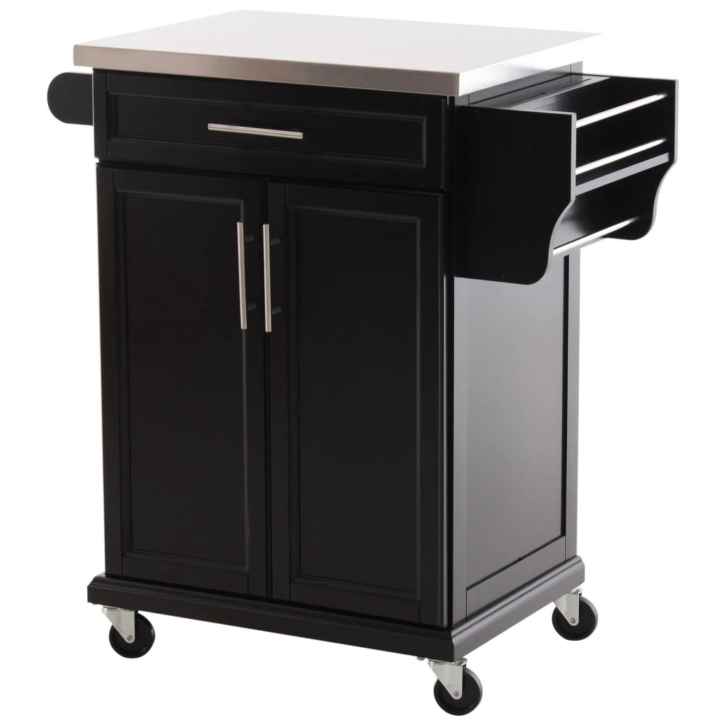 Black Rolling Kitchen Island Storage Cabinet Z882543