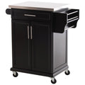 Black Rolling Kitchen Island Storage Cabinet Z882543