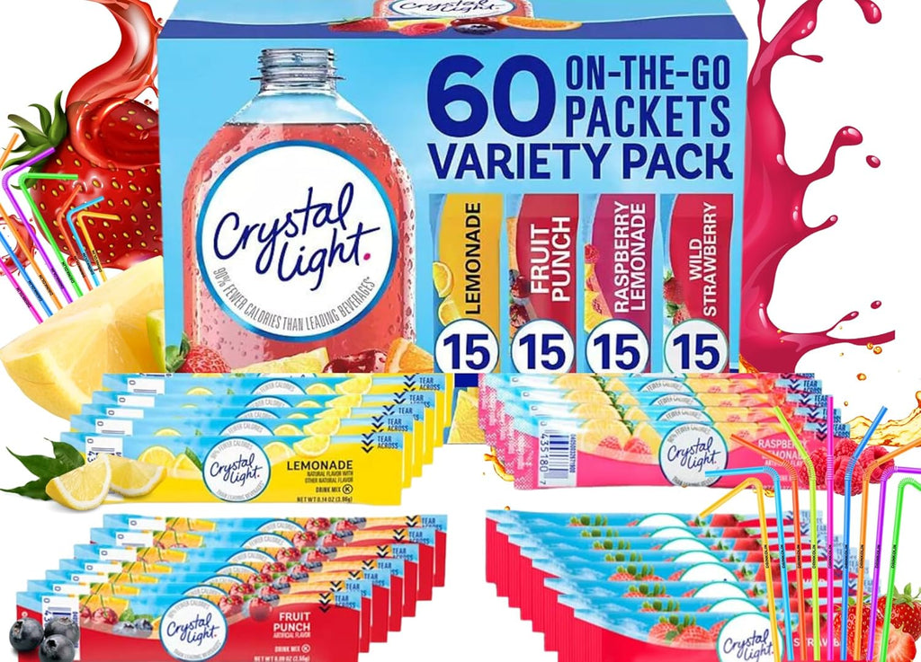 60 Flavored Drink Mix Packets Variety Pack S7063