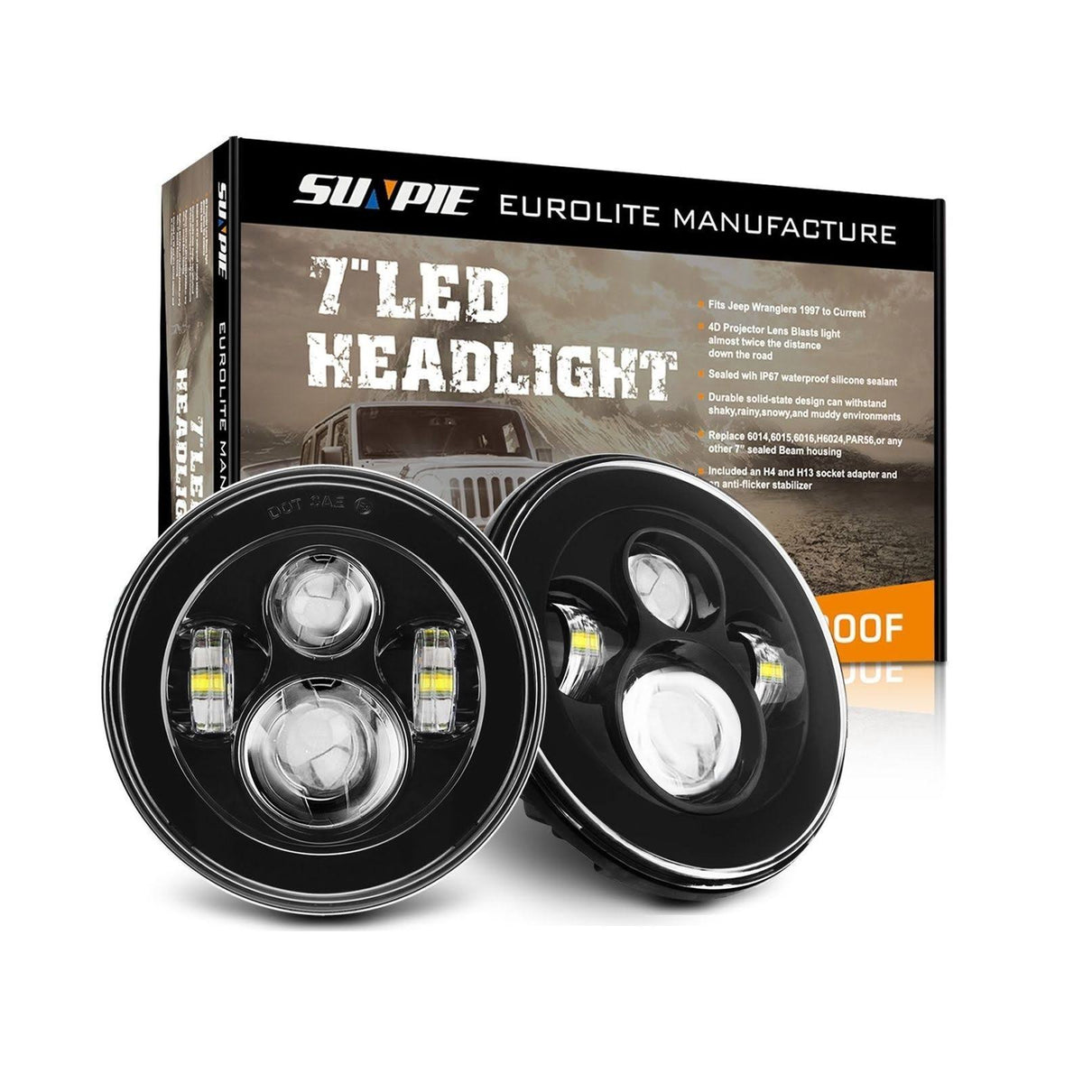Black LED Projection Headlight Kit U125