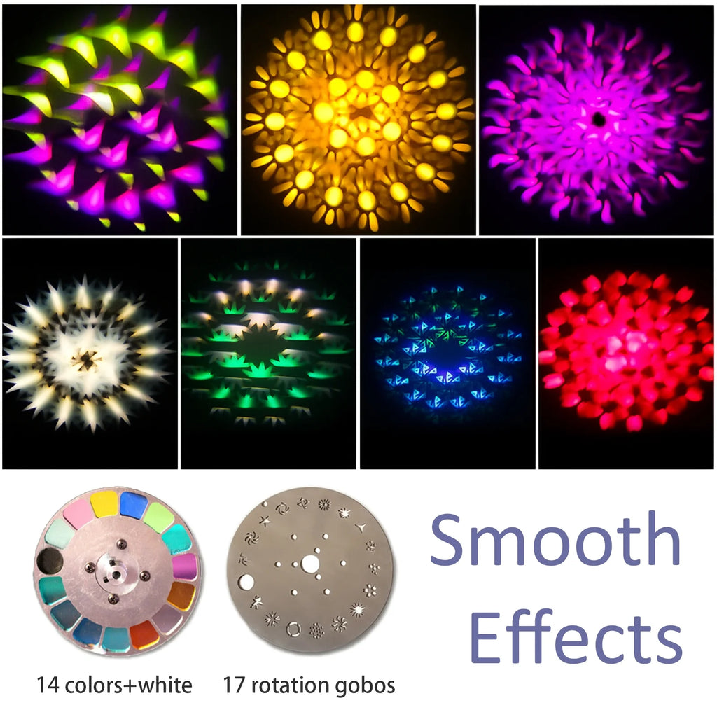 2 Pack 230W Beam Moving Head Light 8 Prisms 17 Gobos RGBW LED DJ Lighting 16CH DMX Control D183
