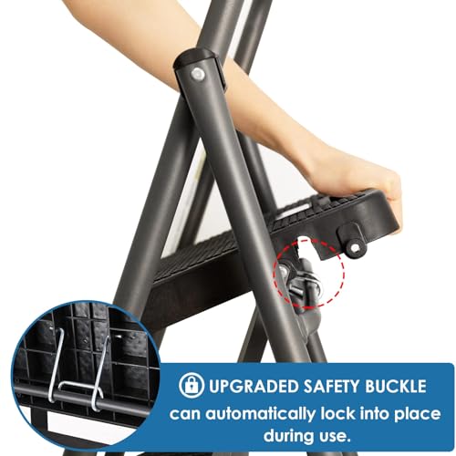 Grey Lightweight Folding Step Stool with Anti-Slip Pedal R5481