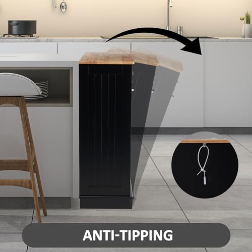 Black Tilt Out Trash Cabinet with Adjustable Shelf and Hideaway Drawers S5953