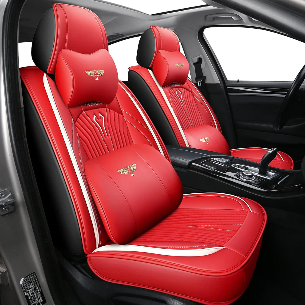 Black PU Leather Car Seat Covers Full Set 5 Seats W783367