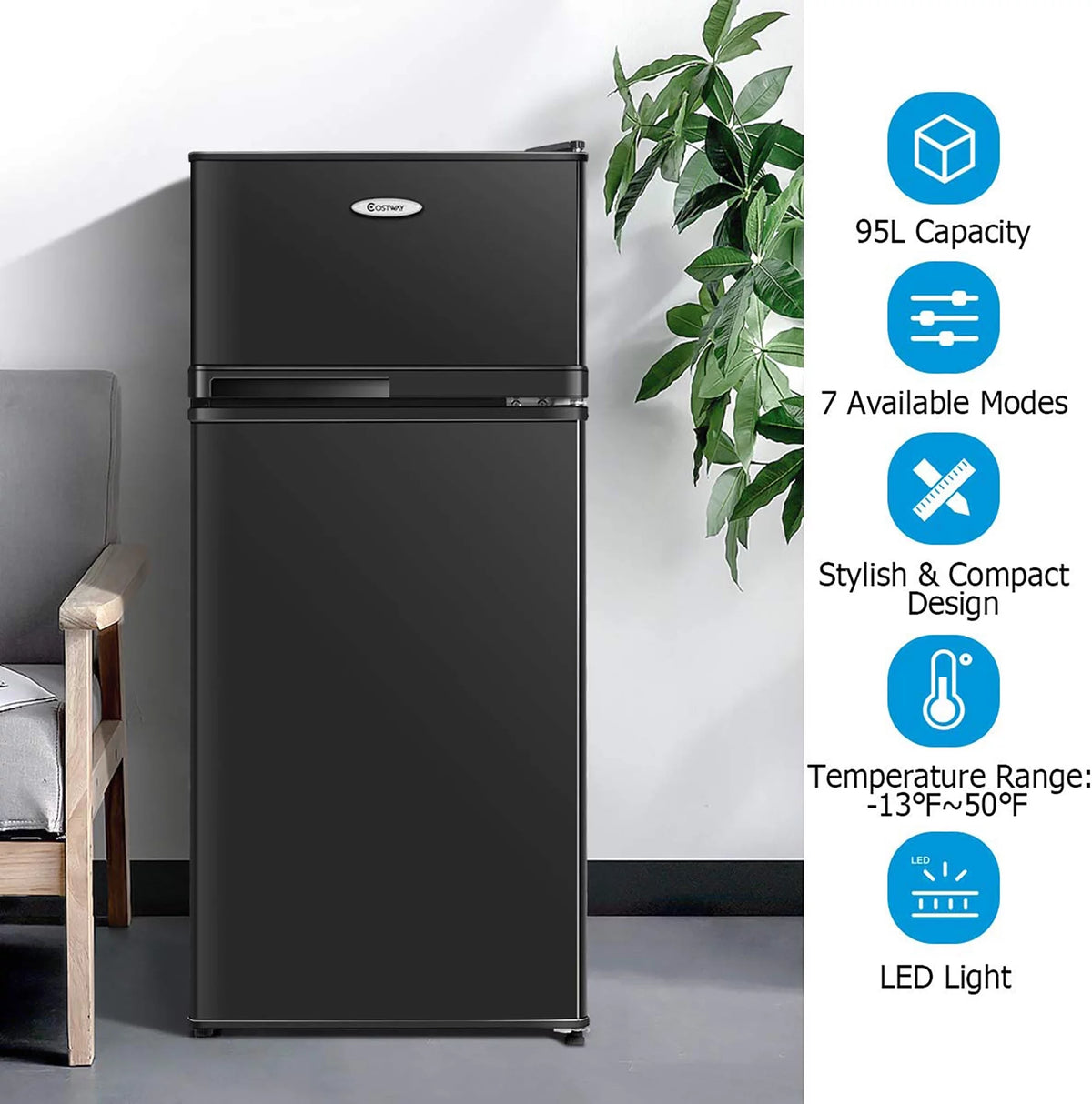 2 Doors 3.4 cu ft. Compact Mini Refrigerator Freezer Z258894