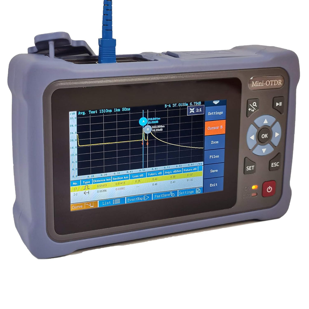 Single Mode OTDR 1310/1550nm 26/24dB 4.3 inches Touch Screen Optical Network Tester with FC/UPC-FC/APC-SX Connector B88509