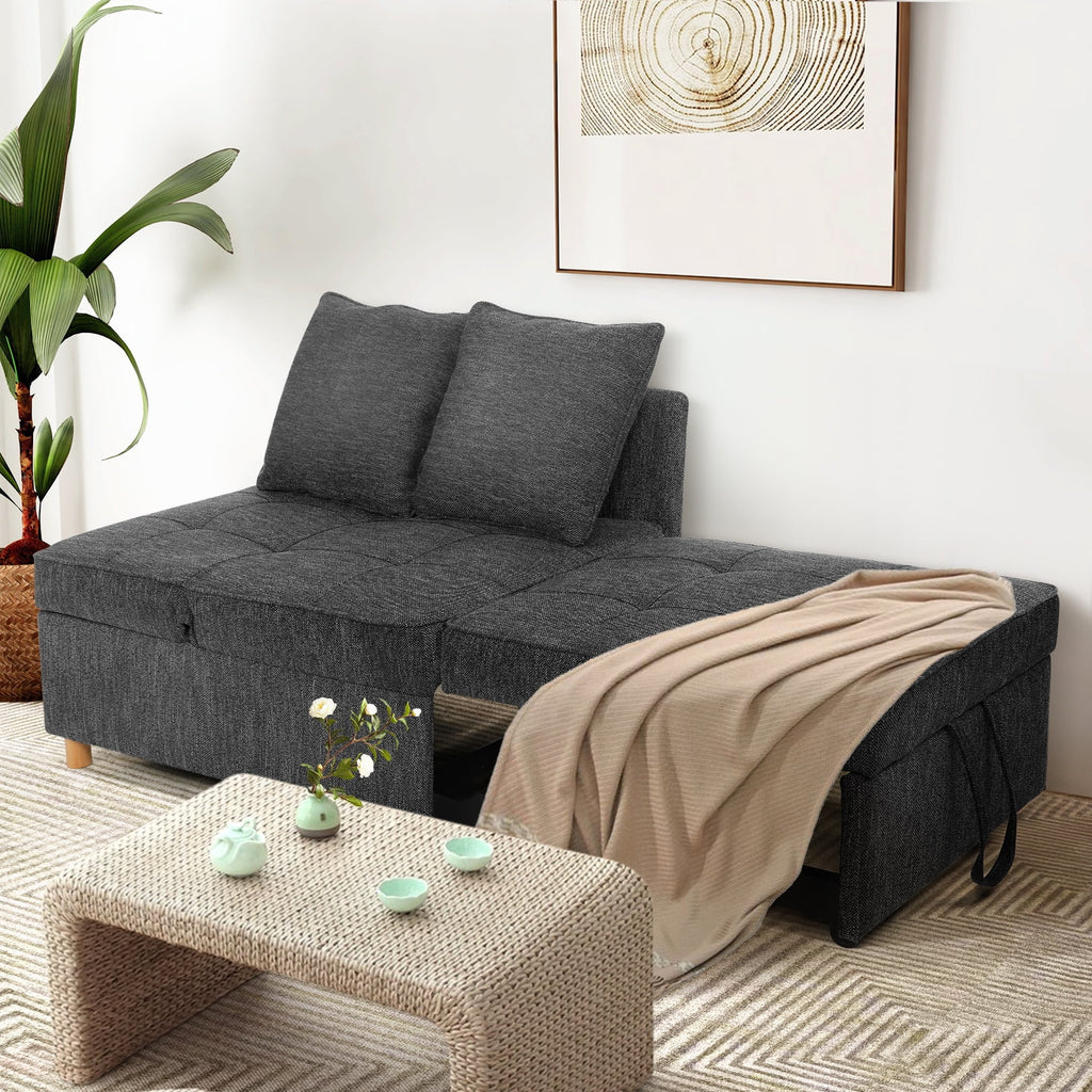 Black Convertible Sofa Bed Chair with 2 Pillows R949855