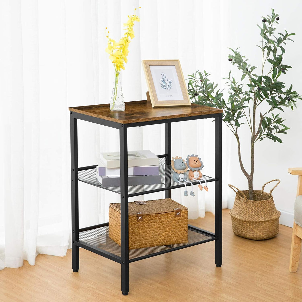 Rolling Cart, 3-Tier Utility Cart with Brakes W75343