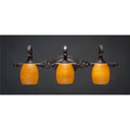 Three Light Bath Bar Dark Granite Finish with Cayenne Linen Glass E245800