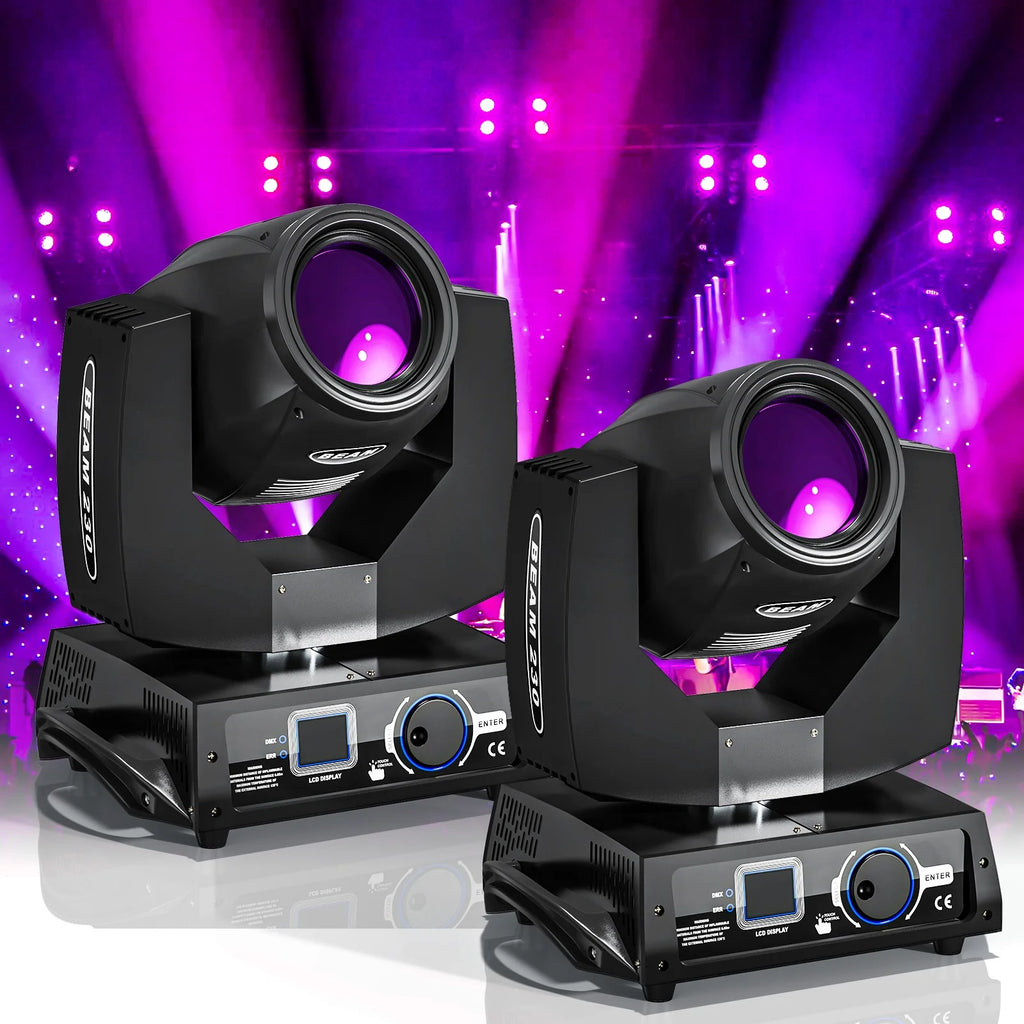 2 Pack 230W Beam Moving Head Light 8 Prisms 17 Gobos RGBW LED DJ Lighting 16CH DMX Control D183