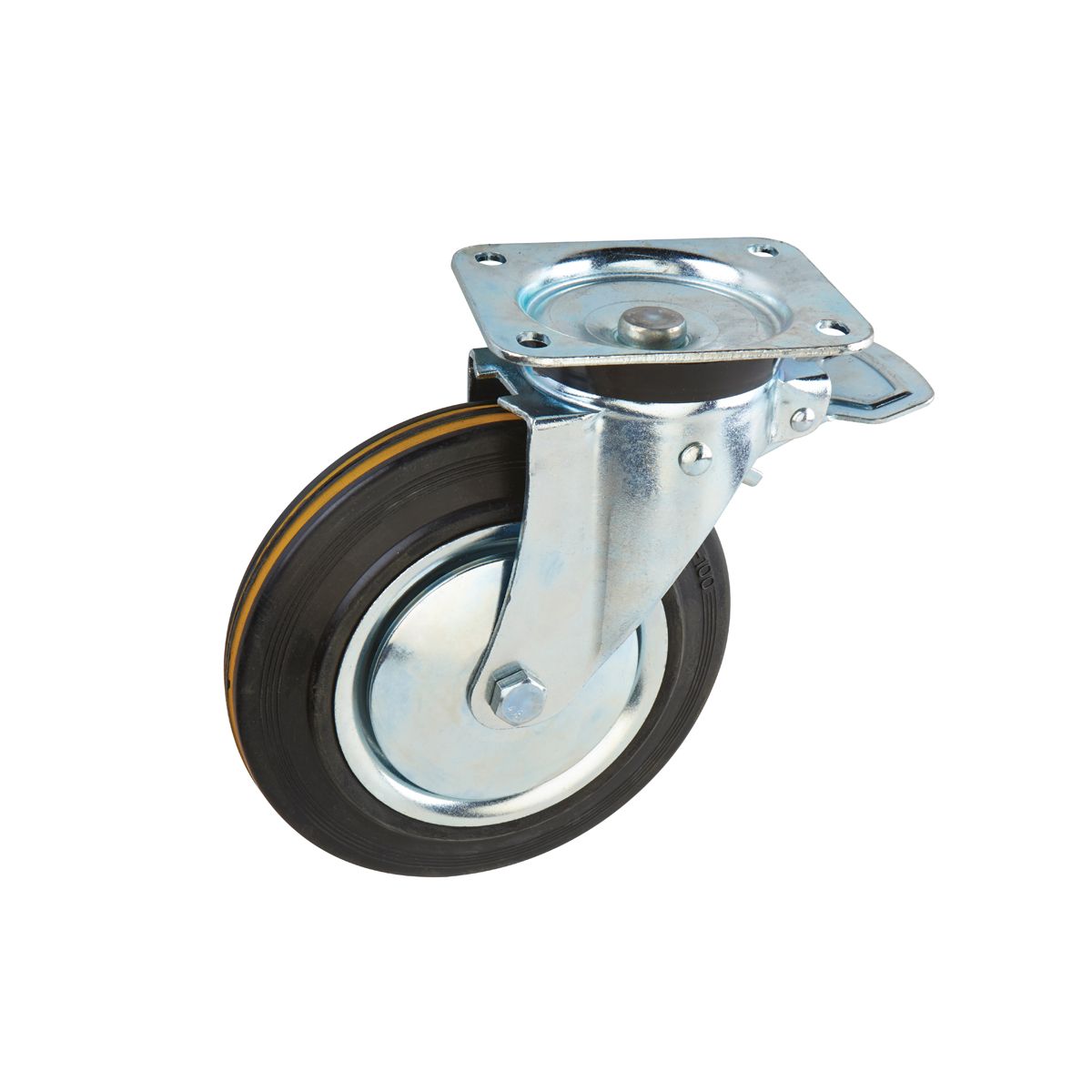 8 in. Cushioned Rubber Swivel Caster with Brake T849