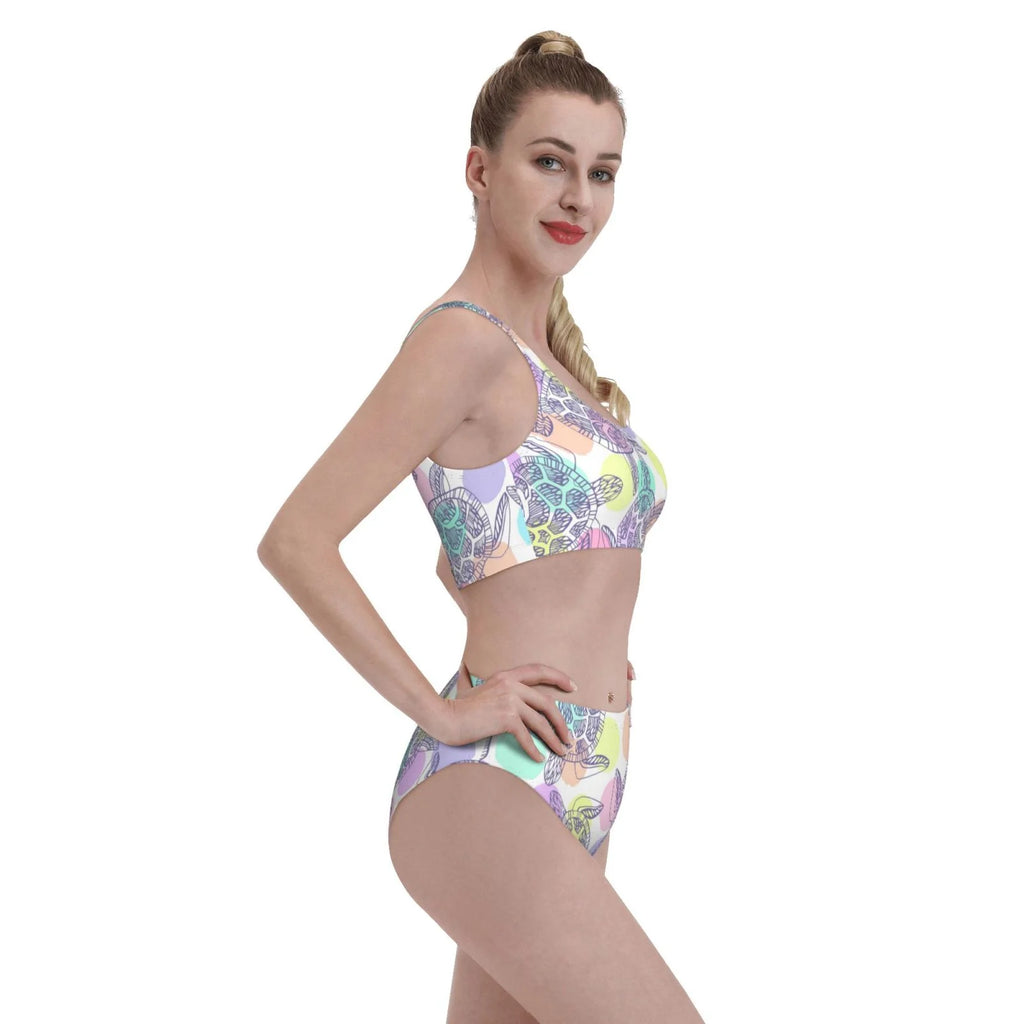 Sea Turtles Women'S Two Piece Bikini Swimsuit High Waisted W1945