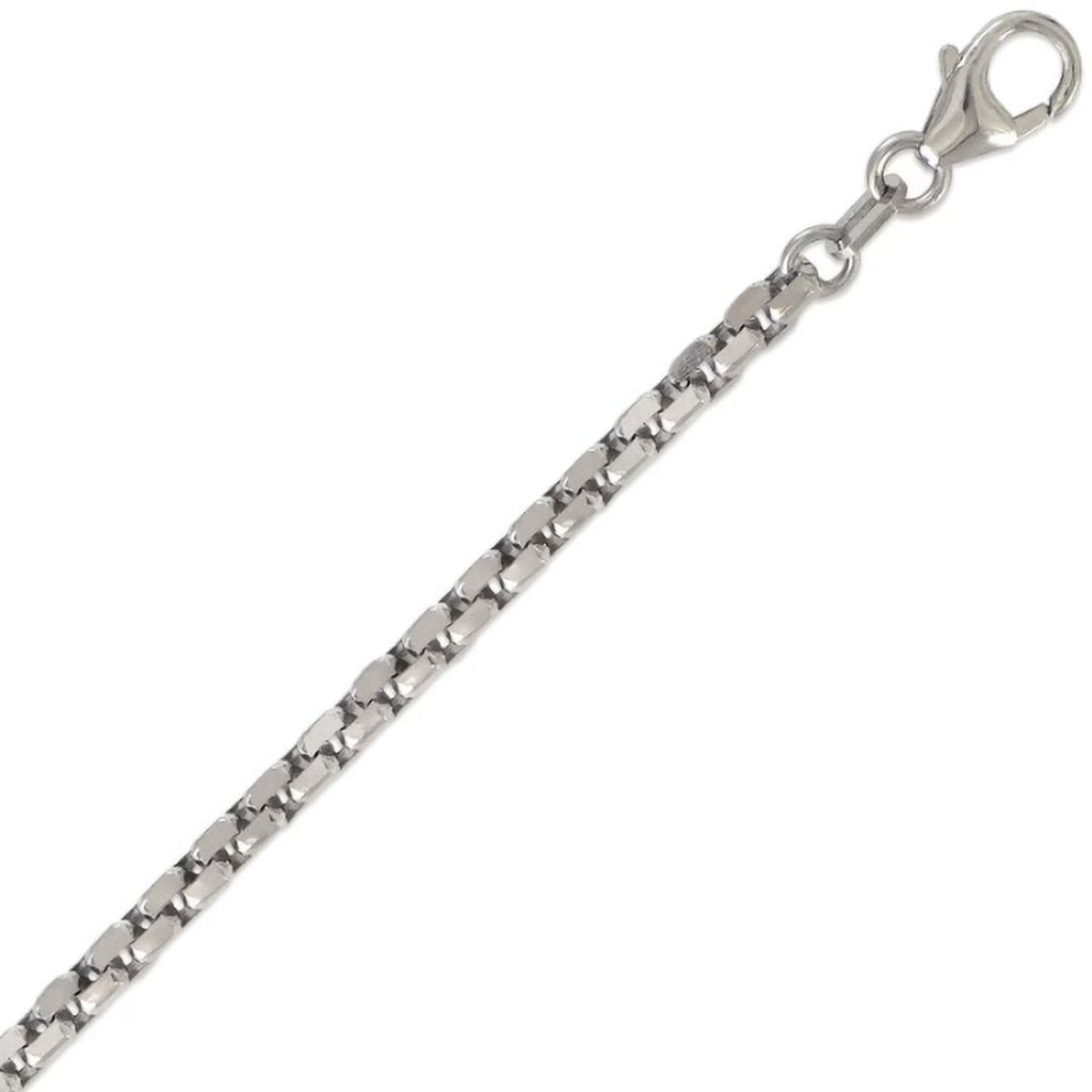 14K White Real Gold Square Box Chain Pendant Necklace 16" G199