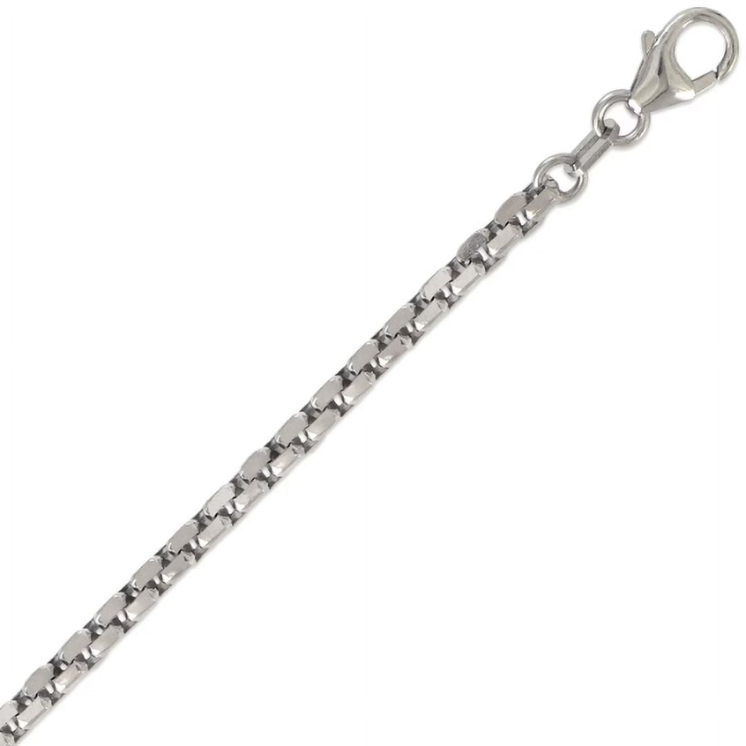 14K White Real Gold Square Box Chain Pendant Necklace 16" G199