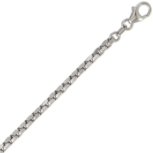 14K White Real Gold Square Box Chain Pendant Necklace 16" G199