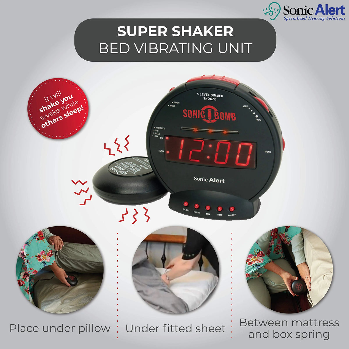 Black Dual Extra Loud Alarm Clock with Bed Shaker N627671