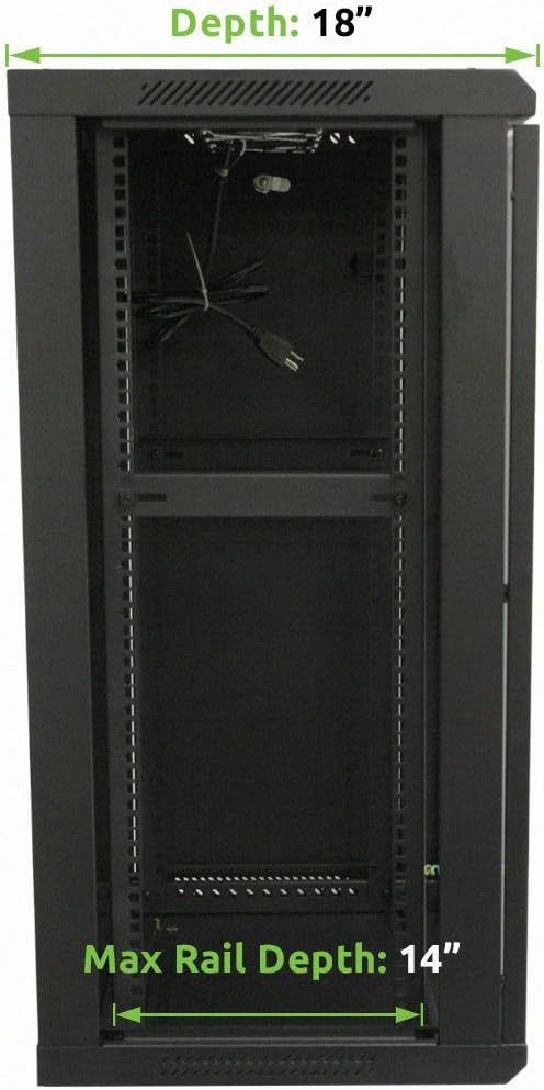 18U Wallmount Cabinet Enclosure 19-Inch Server Network Rack with Locking Glass Door Black N191