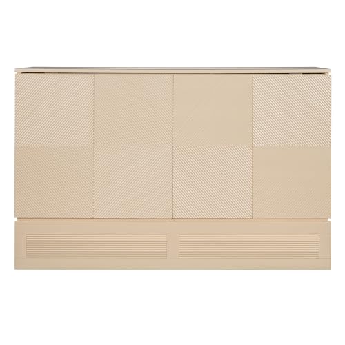 Queen Size White Wood Murphy Bed Cabinet with Storage Drawer W486227