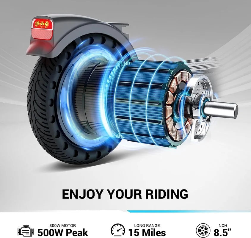 Electric Scooter for Adults, 500W Motor, 8.5" Solid Tires, Folding Y48364