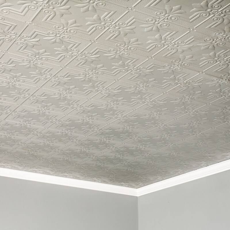 Argent Silver Decorative Vinyl Glue Up Ceiling Tile 5 Pack A8045