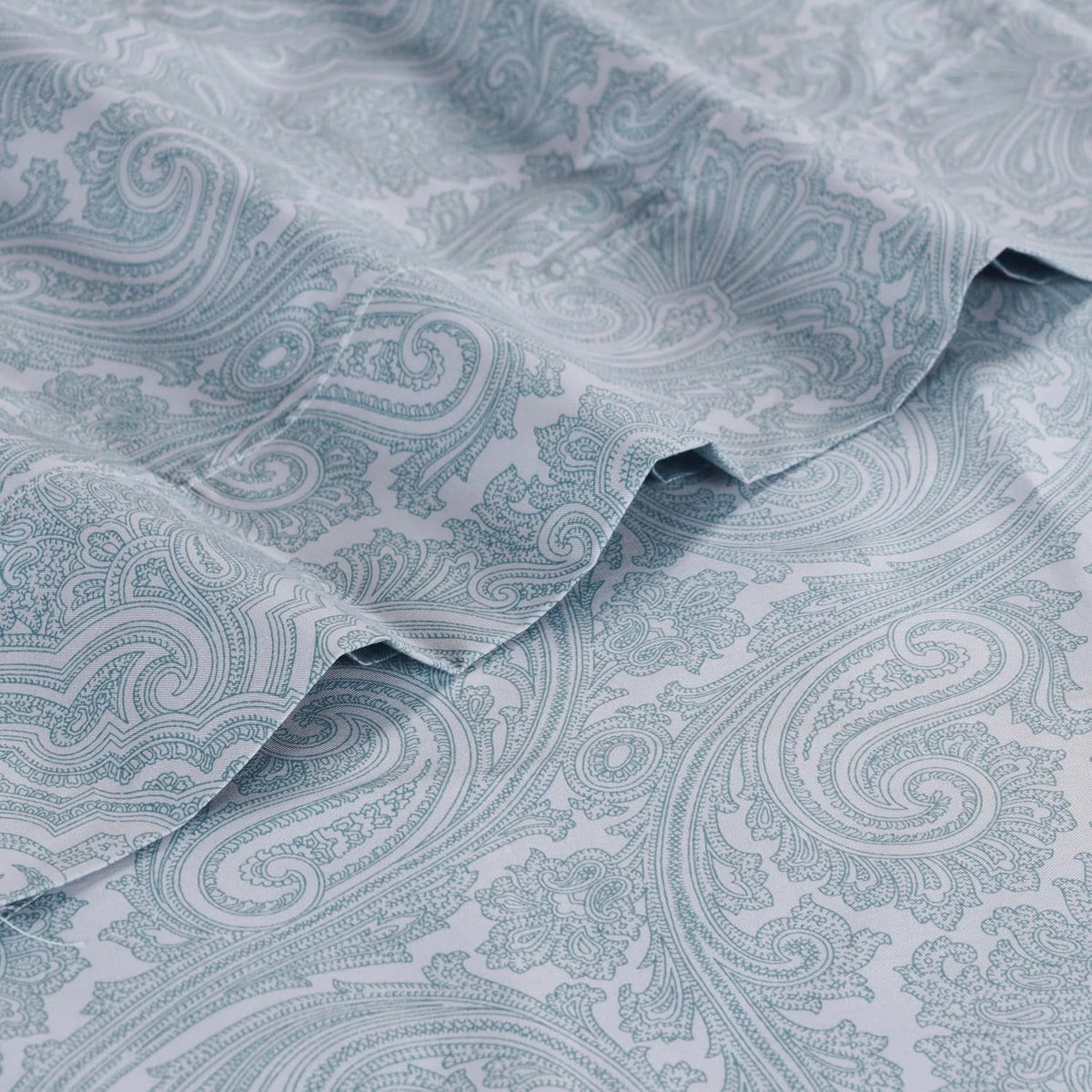 King Blue Cotton Blend Bed Sheet Set with Deep Pocket Fitted Sheet K617603