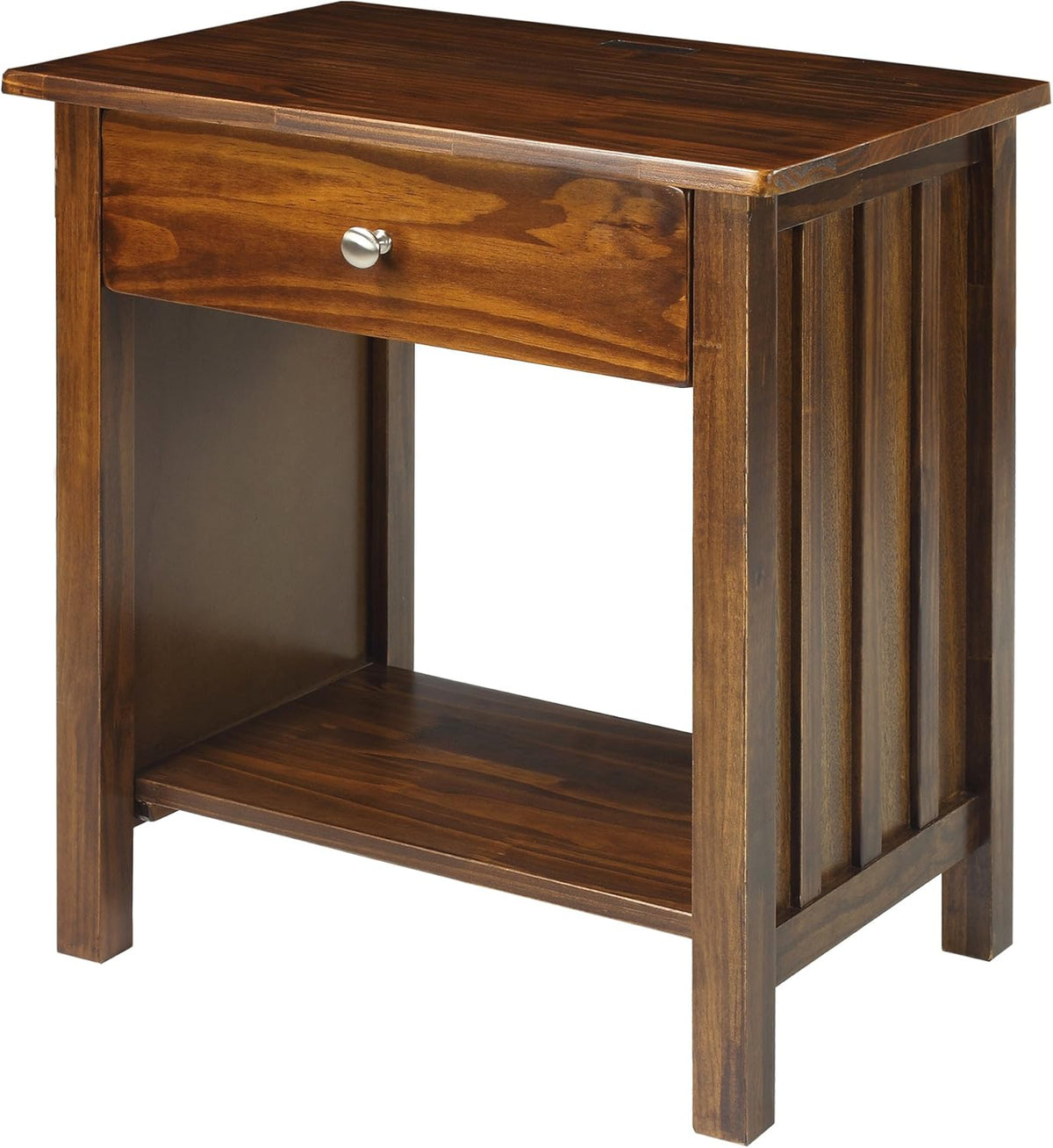 Warm Brown Nightstand with USB Ports J861