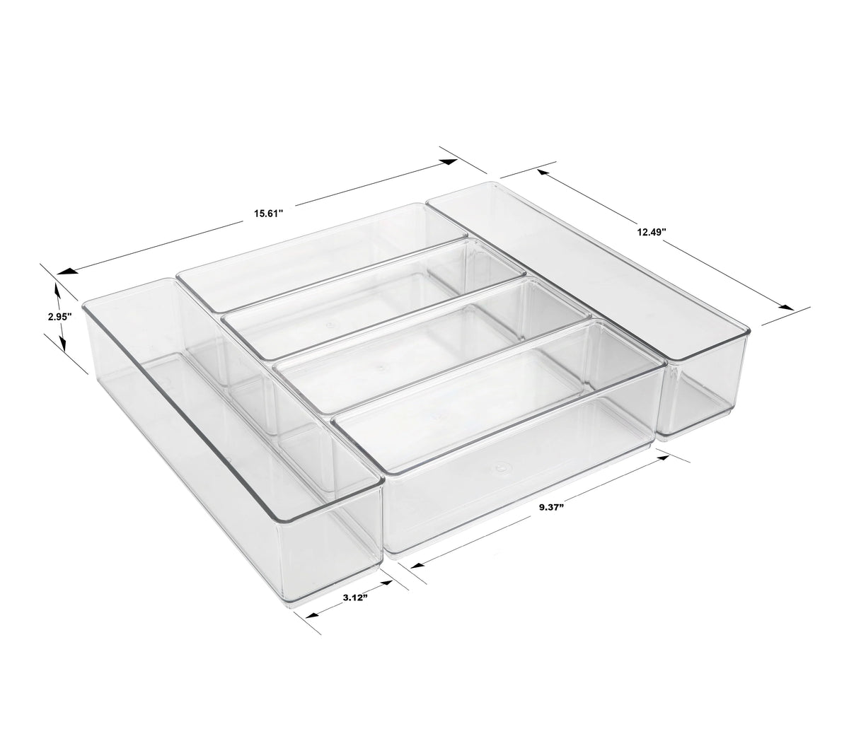 6-Piece Clear Plastic Kitchen Drawer Storage System W13765