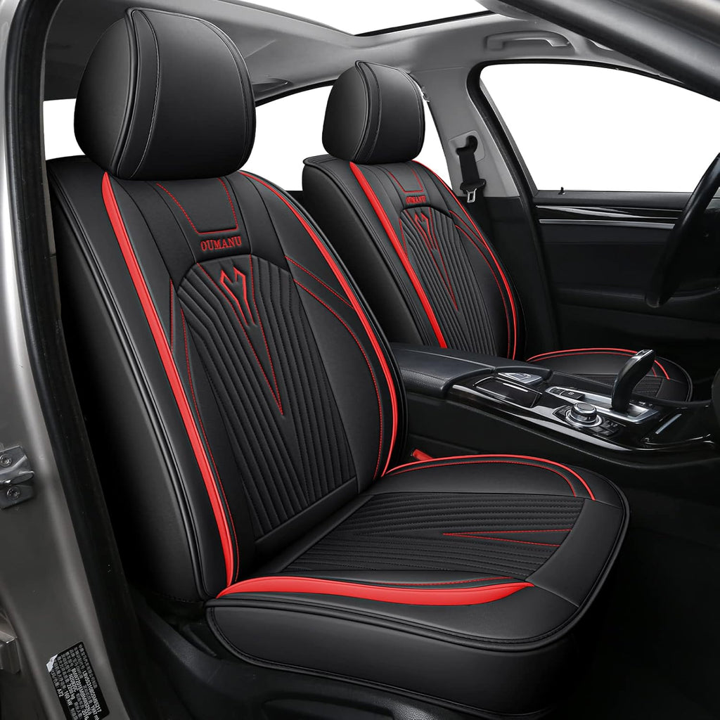 Black PU Leather Car Seat Covers Full Set 5 Seats W783367