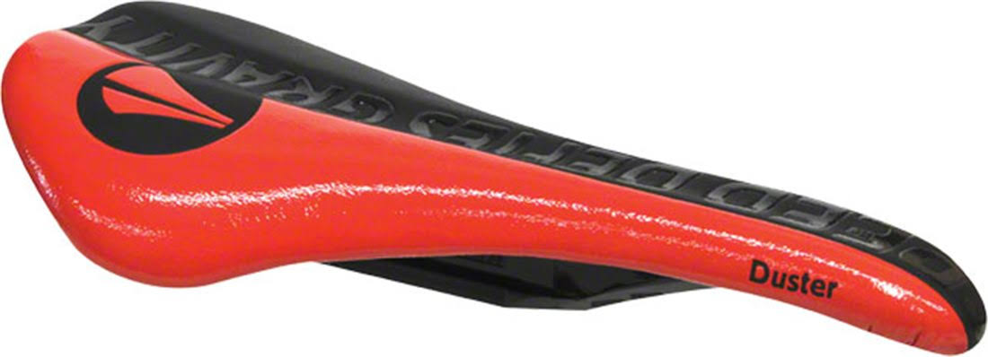 Black Microfiber Top Gloss Red Duster Saddle O4349