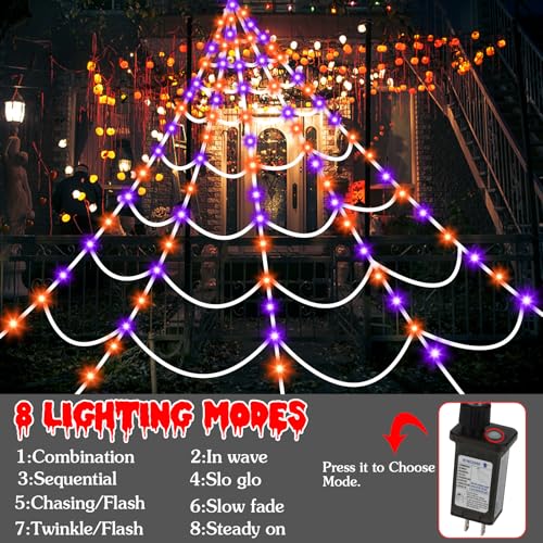 Purple & Orange Spiderweb Lights with 8 Lighting Modes X439