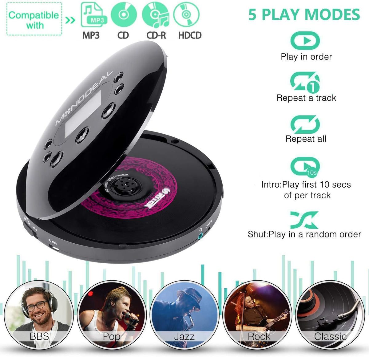 Portable CD Player with Headphones L729