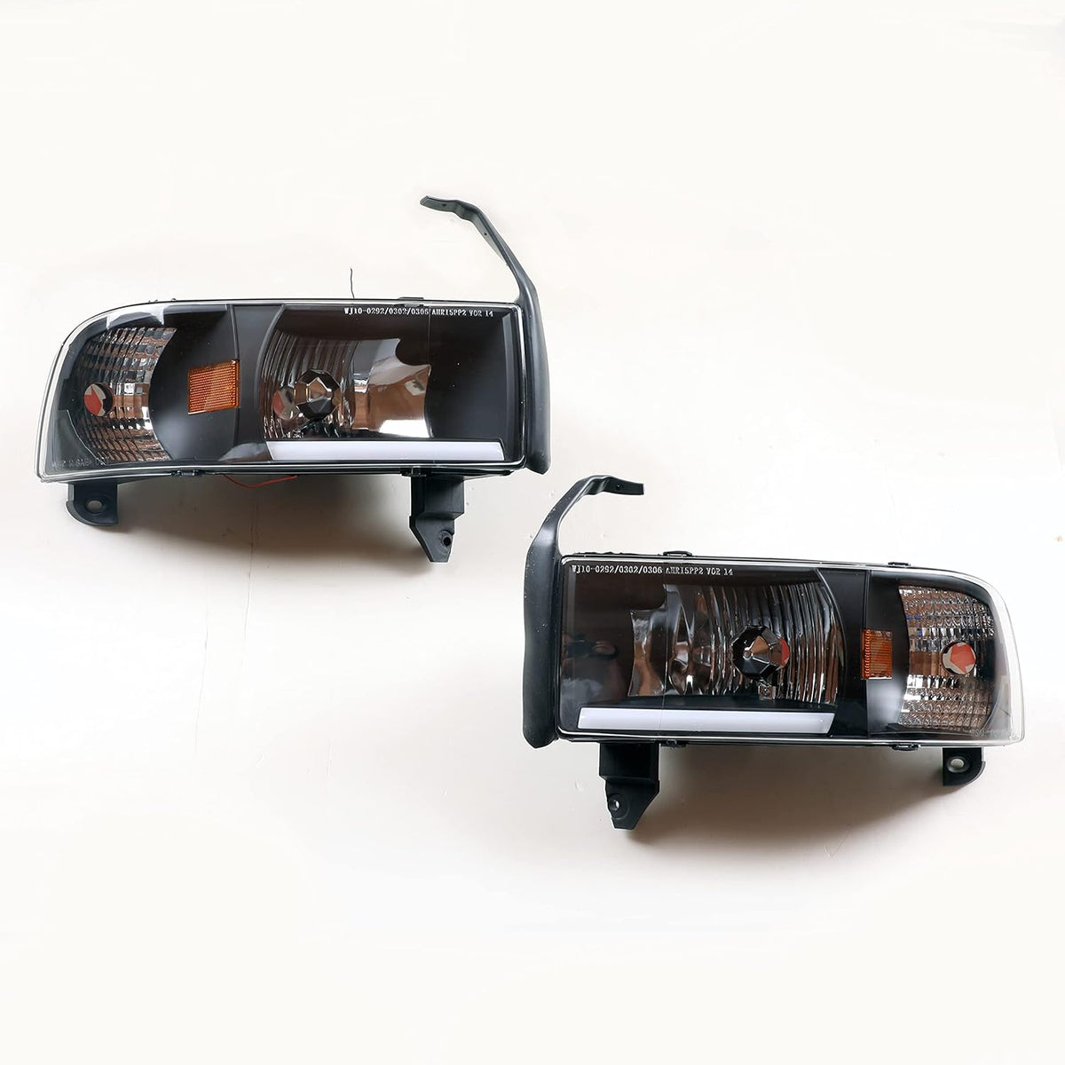 Headlight Assembly Compatible with 1994-2001 Dodge Ram 1500, 2500, 3500 Black Housing S230002