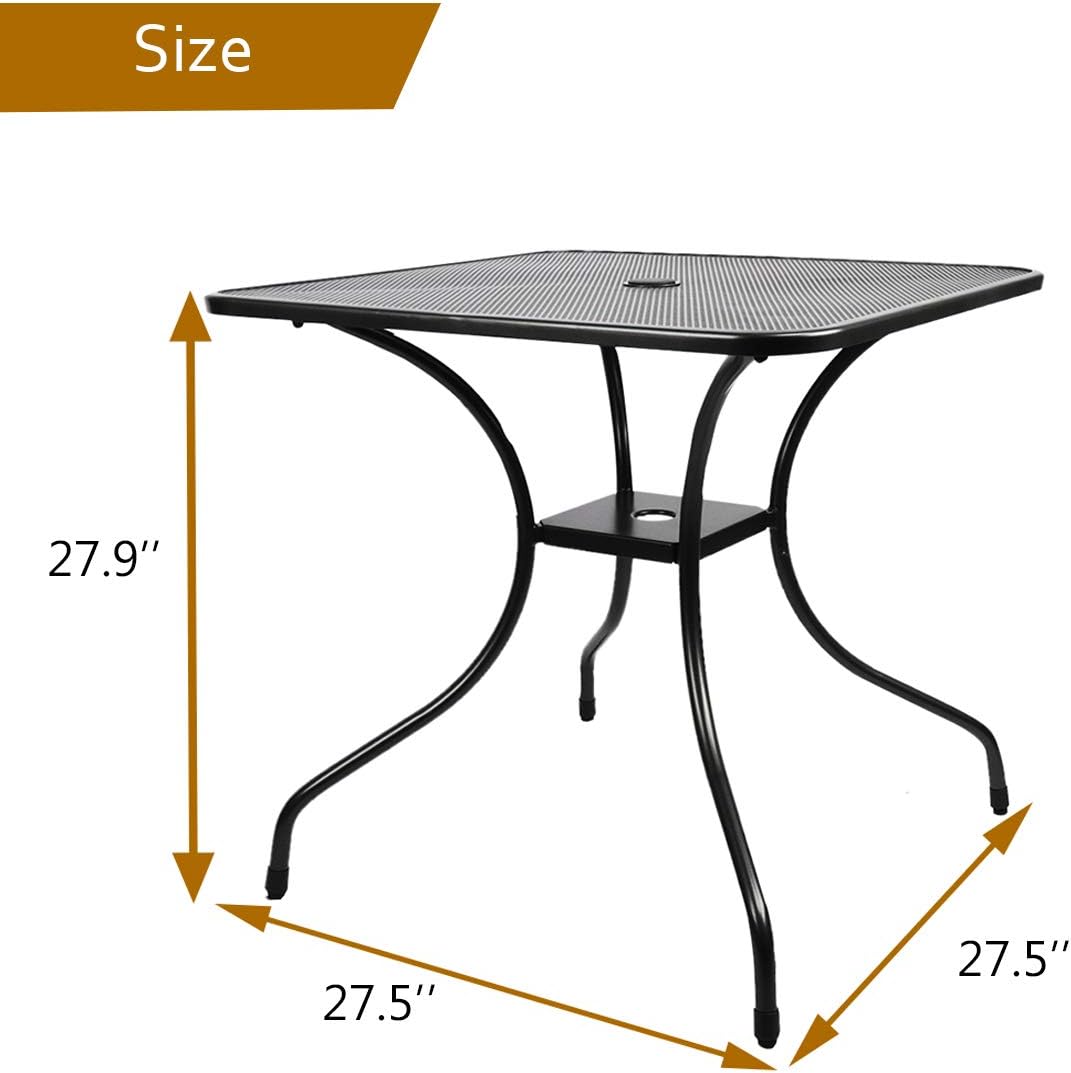 Outdoor Cast Iron Square Bistro Table with Umbrella Hole J8168